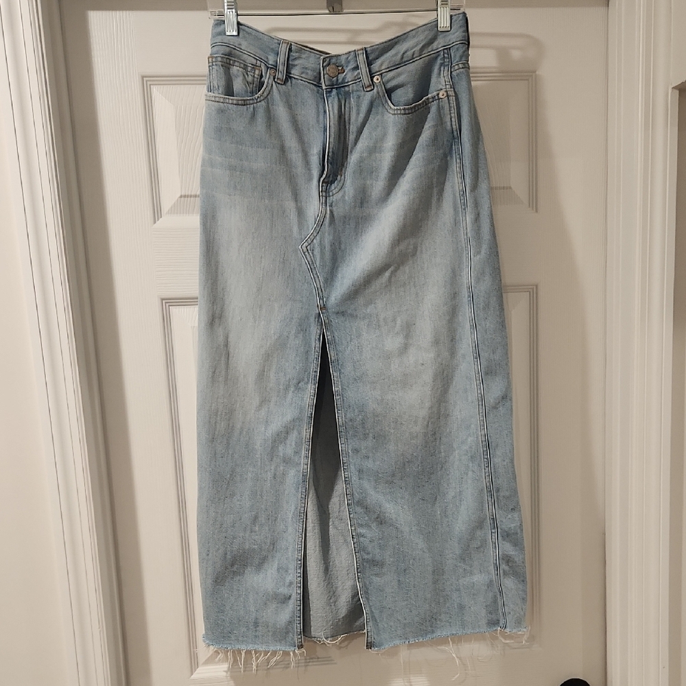 Madewell Light Blue Denim Midi Skirt